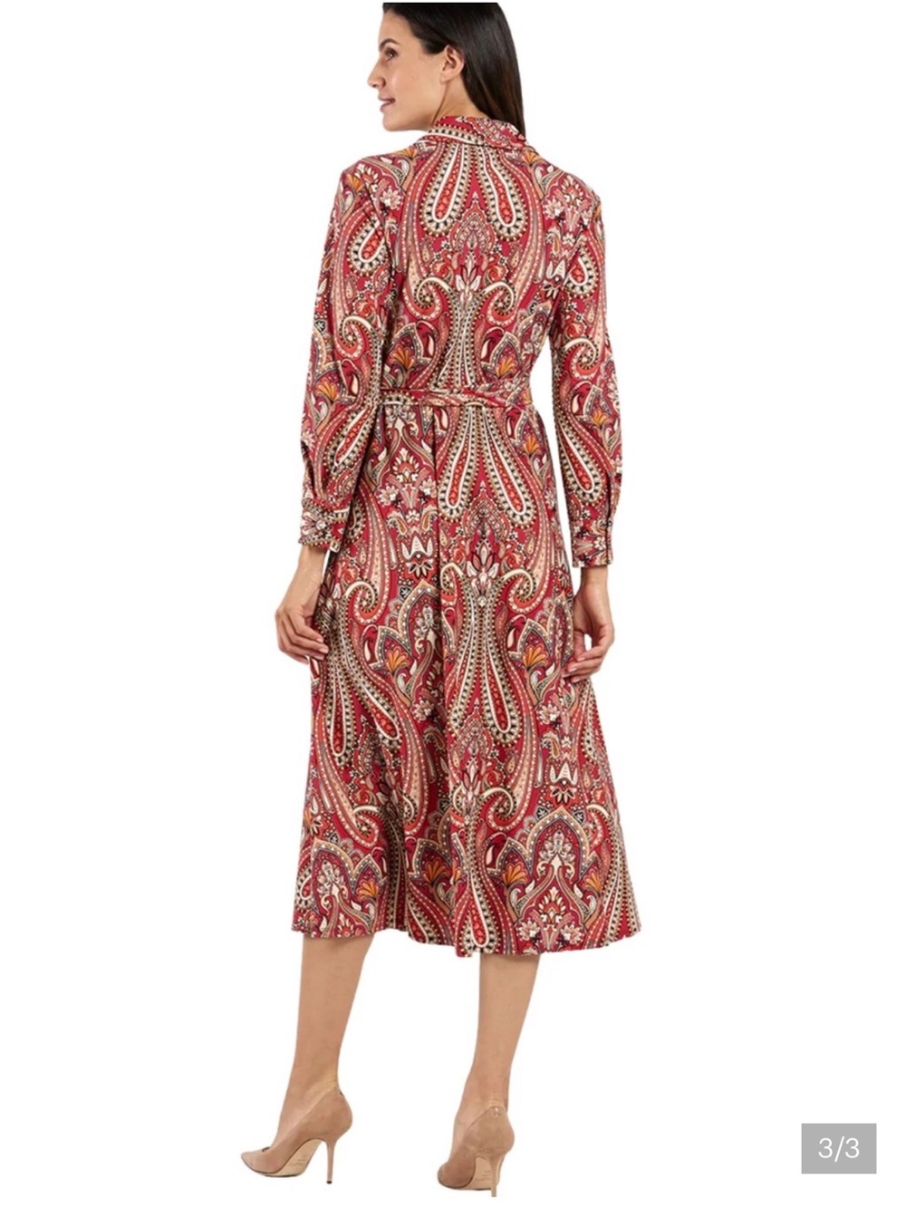 Jude Connally Red Paisley Long-Sleeve Shirt Dress XL NWT - Picture 2 of 11